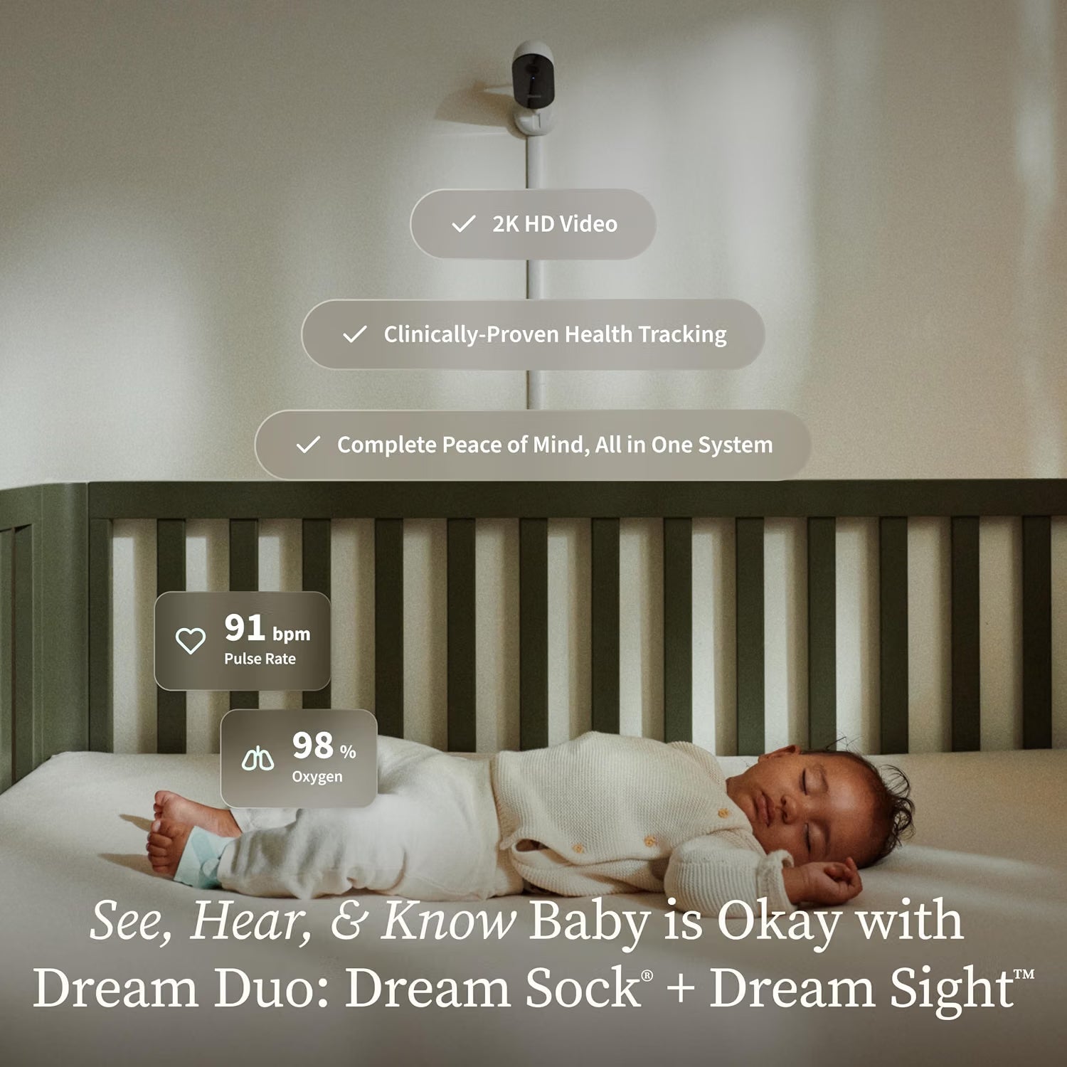 Owlet Dream Duo Smart Sock & Baby Video Monitor - Mint